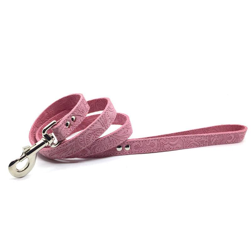 Pink suede leather lead from Style Hound-detail view
