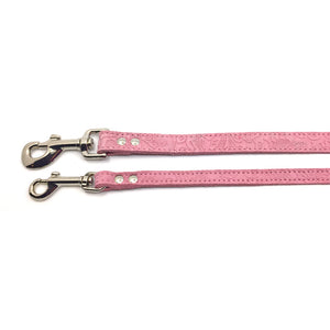 2 Pink suede leather leads from Style Hound-slim and standard