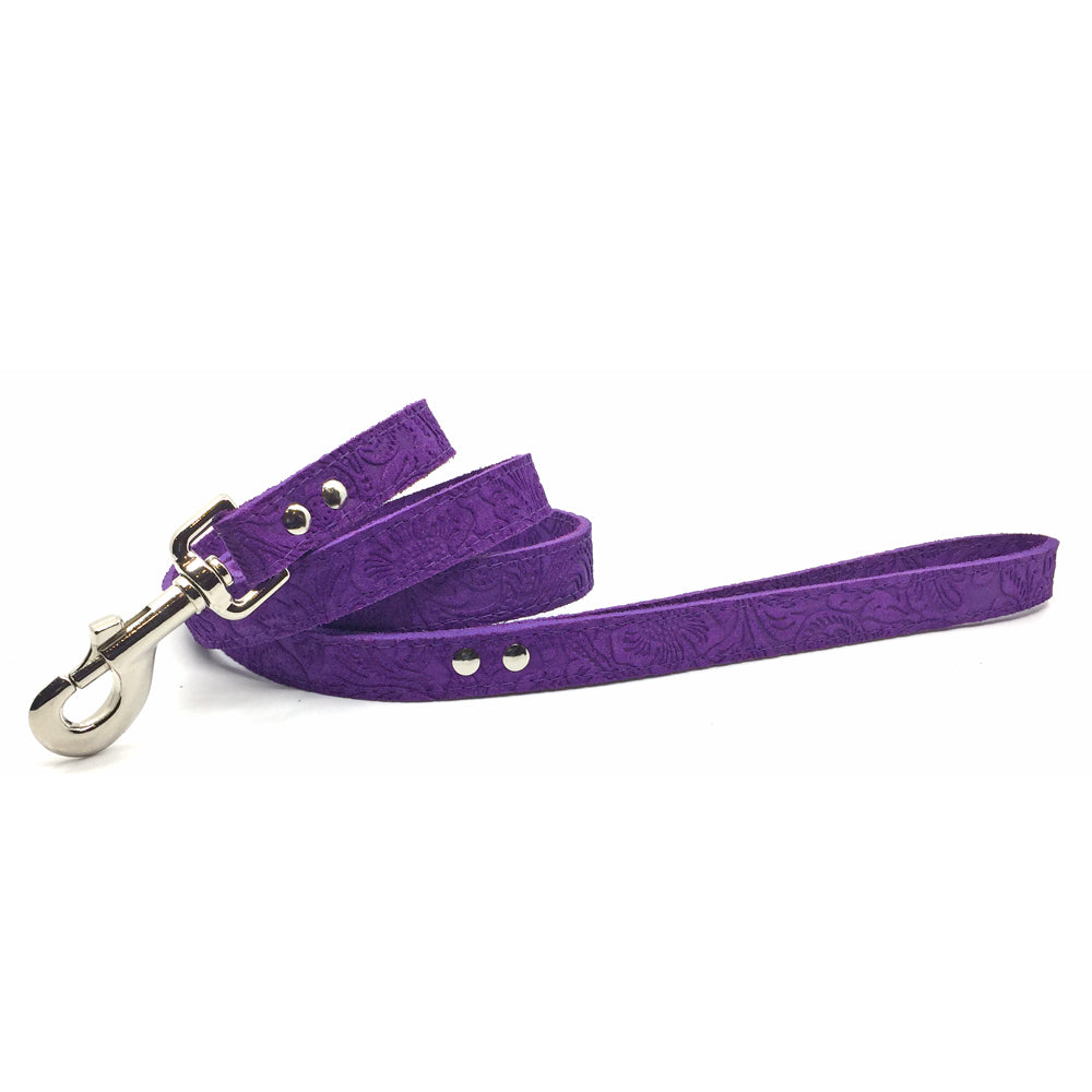 Purple suede leather lead from Style Hound-front view