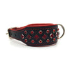 Wide black and red padded leather collar with red crystals from Style Hound-side view