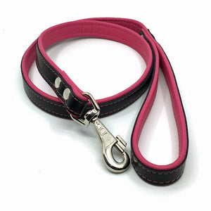 Two-toned black and pink leather lead from Style Hound-side view
