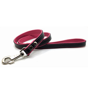 Two-toned black and pink leather lead from Style Hound-front view