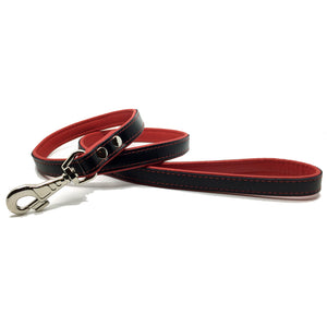 Two-toned black and red leather lead from Style Hound-front view