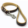 Two-toned choclate and natural tan leather lead from Style Hound-detail view